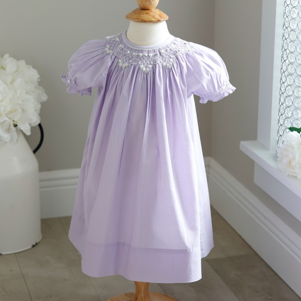 Strasburg Smocked Dress 24 Month/2T Lavender Bishop Hand Embroidered Perfect